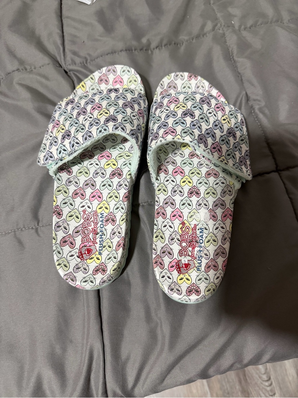 Source Unknown Pastel Multi Heart-Print Slide Sandals